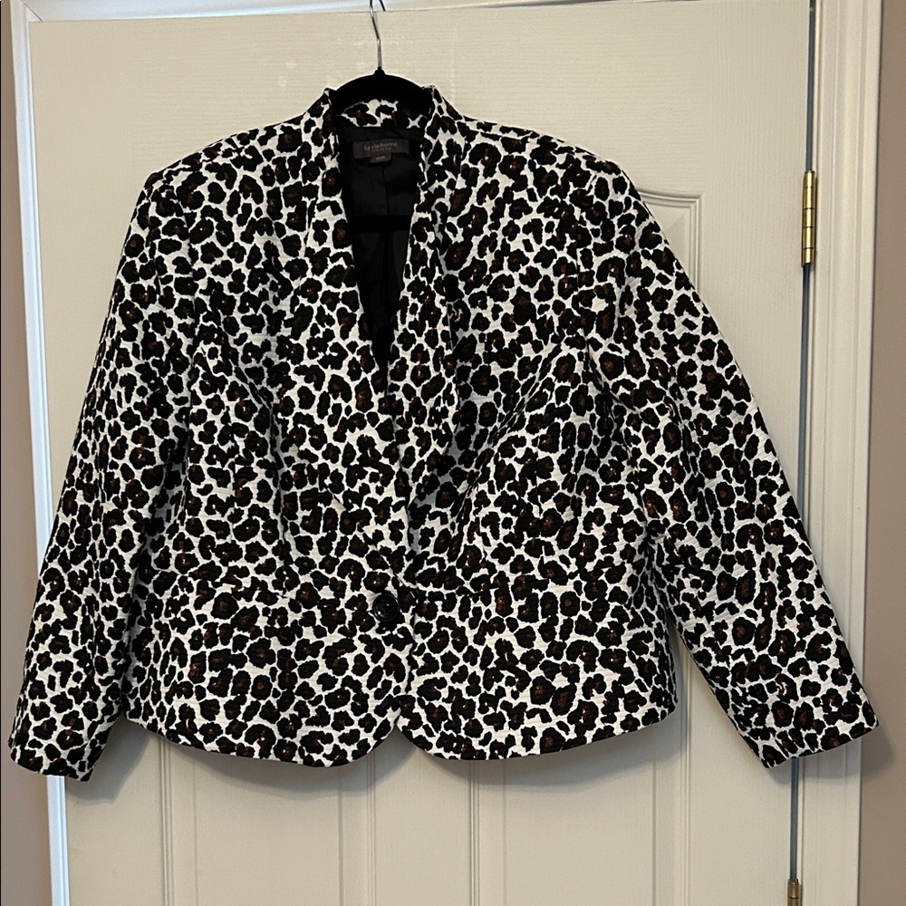 Liz Claiborne Black and White Animal Print Blazer size 22W
